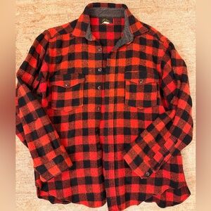 Vintage LL Bean Plaid ‘Old Friends’ Thick Wool Buffalo Check Long Sleeve sz S/M